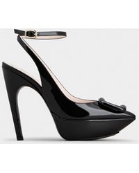 Roger Vivier - Viv' Choc Lacquered Buckle Slingback Pumps - Lyst