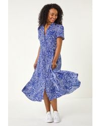 Roman Petite - Abstract Print Button Shirt Dress - Lyst