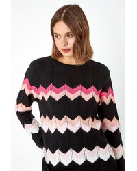 Roman - Chevron Pointelle Knit Jumper - Lyst