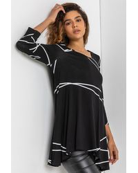Roman - Linear Print Hanky Hem Top - Lyst