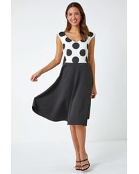 Roman - Premium Stretch Spot Print Dress - Lyst