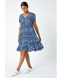 Roman - Zig Zag Pocket Tiered Smock Dress - Lyst