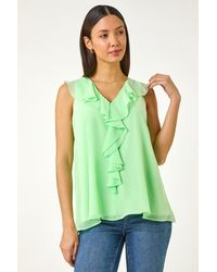 Roman - Chiffon Ruffle Vest Top - Lyst