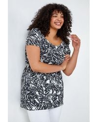 Roman Curve - Abstract Print Bardot Stretch Top - Lyst