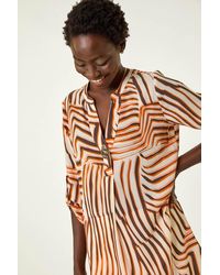Roman - Abstract Linear Print V-Neck Button Top - Lyst