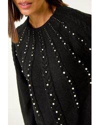 Roman - Faux Pearl Cable Knit Jumper - Lyst