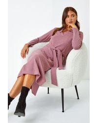 Roman - Ribbed Midi Jumper Stretch Dress - Lyst