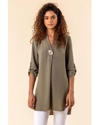 Roman - Longline Button Detail Tunic Top - Lyst