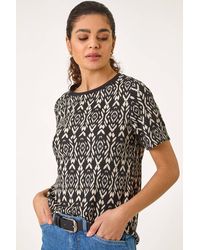 Roman - Ikat Print Textured Stretch Top - Lyst