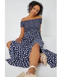 Roman Petite - Polka Dot Bardot Maxi Dress - Lyst