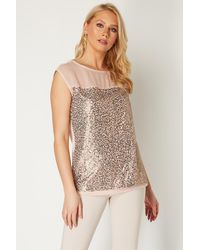 Roman - Sequin Contrast Yoke Top - Lyst