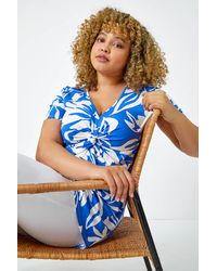 Roman Curve - Twist Front V-Neck Floral Top - Lyst
