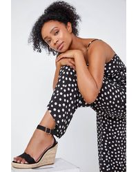 Roman Petite - Full Length Polka Dot Jumpsuit - Lyst