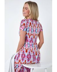 Roman Petite - Aztec Print Stretch Pocket Midi Dress - Lyst