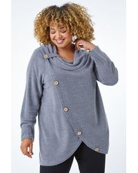Roman Curve - Cowl Neck Button Wrap Top - Lyst