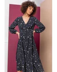 D.u.s.k - Star Print Chiffon Fit & Flare Midi Dress - Lyst