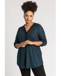 Roman Curve - Glitter Stripe Button Detail Top - Lyst