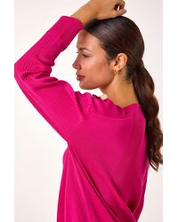 Roman - Slash Neck Button Detail Knit Jumper - Lyst