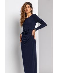 Roman - Sparkle Embellished Ruched Maxi Dress - Lyst
