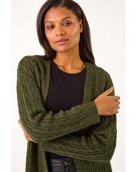 Roman - Cable Knit Longline Cardigan - Lyst