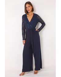 Roman - Sequin Lace V-Neck Stretch Jumpsuit - Lyst
