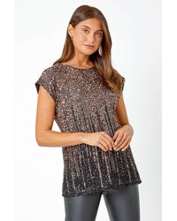 Roman - Ombre Sequin Tunic Stretch Top - Lyst