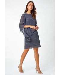 Roman - Sequin Embellished Asymmetric Overlay Dress - Lyst