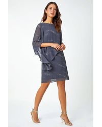 Roman - Sequin Embellished Asymmetric Overlay Dress - Lyst