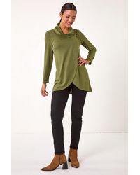 Roman - Wrap Front Cowl Neck Top - Lyst