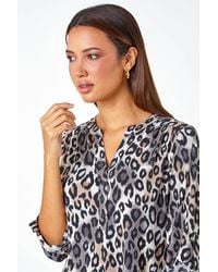 Roman - Animal Print Stretch Blouse - Lyst