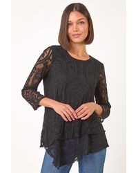 Roman - Burnout Print Asymmetric Stretch Top - Lyst