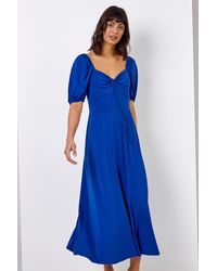 Roman - Ruched Jersey Tie Detail Midi Dress - Lyst