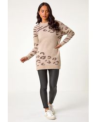 Roman Petite - Animal Print Longline Stretch Jumper - Lyst