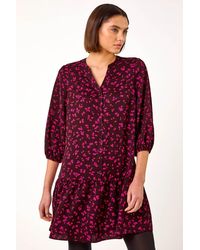 Roman - Floral Abstract Frill Shirt Dress - Lyst