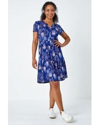 Roman Petite - Aztec Print Tiered Shirt Dress - Lyst