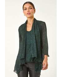 Roman - Plisse Print Metallic Foil Kimono - Lyst