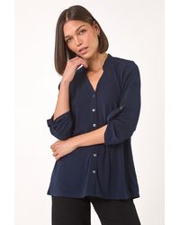 Roman - Button Through V-Neck Stretch Blouse - Lyst