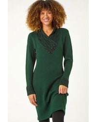 Roman - Overlap V-Neck Knit Dress - Lyst