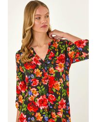 Roman - Floral Longline Button Top - Lyst