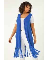 Roman Curve - Crochet Knit Tassel Cardigan - Lyst