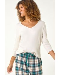 Roman - Check Print Bow Detail Pyjama Set - Lyst