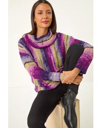 Roman - Boucle Stripe Cowl Neck Jumper - Lyst