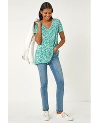 Roman - Abstract Print Pleat Front Top - Lyst