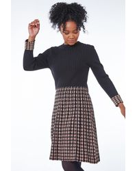 Roman Petite - Contrast Knitted Skater Jumper Dress - Lyst