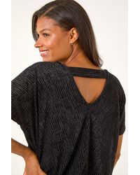 Roman - Shimmer Velvet V-Neck Banded Hem Top - Lyst