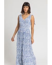 Roman - Ditsy Floral Shirred Waist Maxi Dress - Lyst