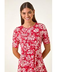 Roman - Floral Print Hanky Hem Tunic Top - Lyst
