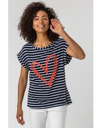 Roman - Stripe Print Heart T-Shirt - Lyst