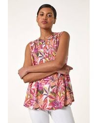 Roman - Floral Burnout Pintuck Shirt - Lyst