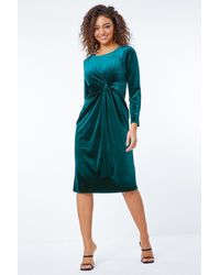 Roman - Petite Twist Detail Velvet Dress - Lyst